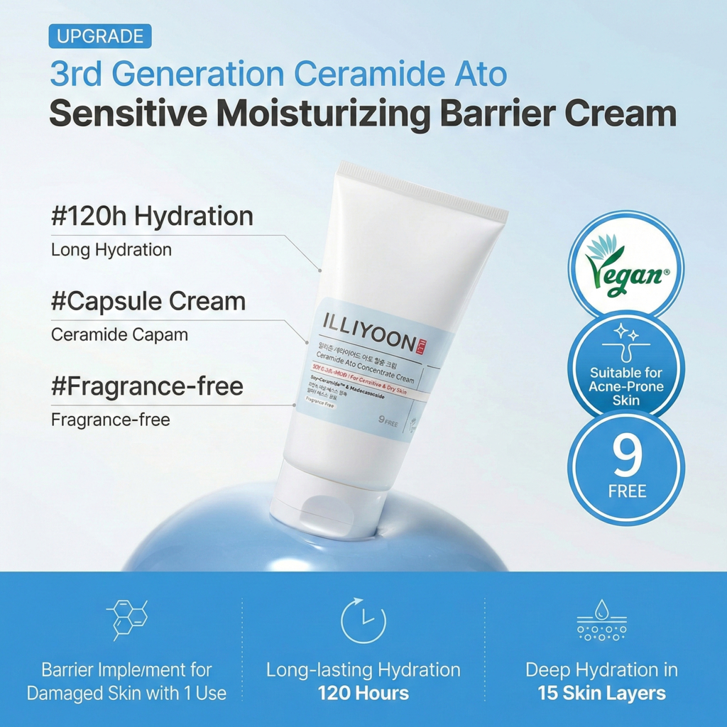 [Illiyoon] Kem Ceramide Ato 150ml | Sửa chữa dưỡng ẩm & rào cản 100H