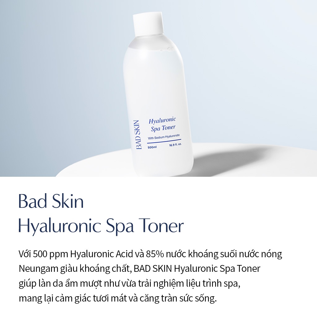 [BADSKIN KOREA] Hyaluronic Spa Toner 500ml, dung dịch axit hyaluronic 5% dưỡng ẩm và làm dịu, nước suối nước nóng nguyên chất (Onsen Sui) tại Hàn Quốc