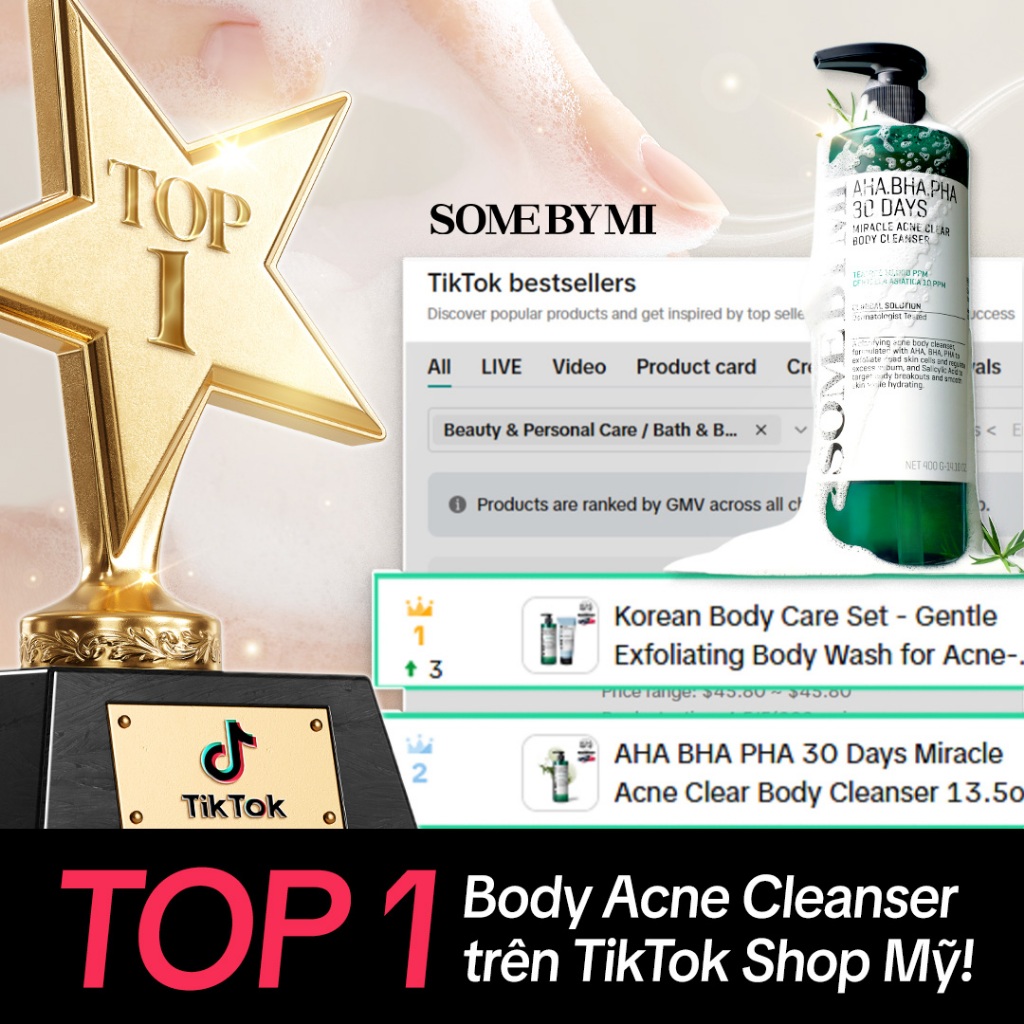 [SOMEBYMI] Sữa tắm giảm mụn AHA-BHA-PHA 30 Days Miracle Acne Clear Body Cleanser 400g