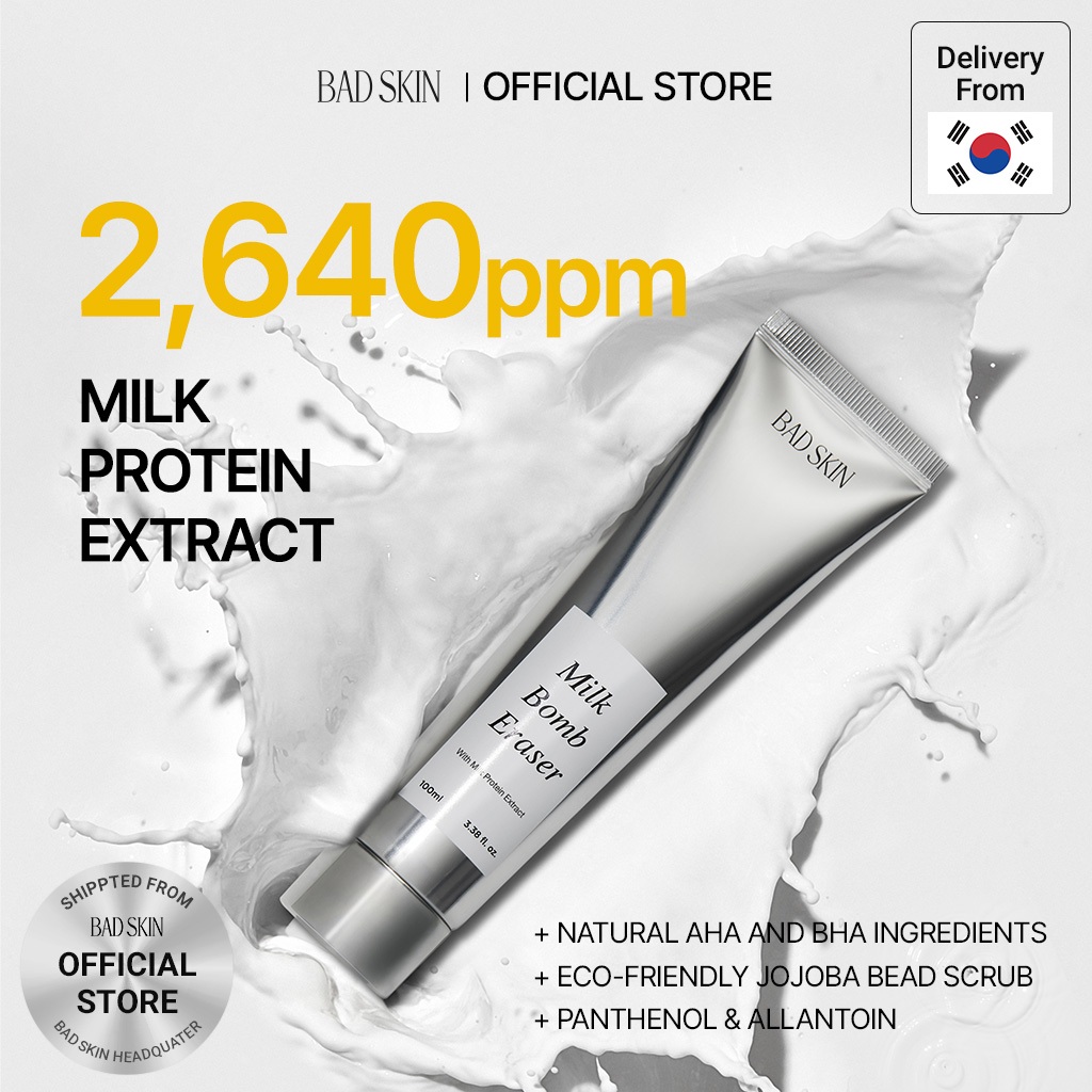 [BADSKIN KOREA] Milk Bomb Eraser 100ml, Bọt làm sạch protein sữa, hạt jojoba ester để loại bỏ tạp chất trong lỗ chân lông