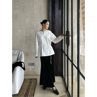 𝙇𝙔𝙊 𝙏𝙊𝙋 - Áo Linen Tay Dài Kèm Dây