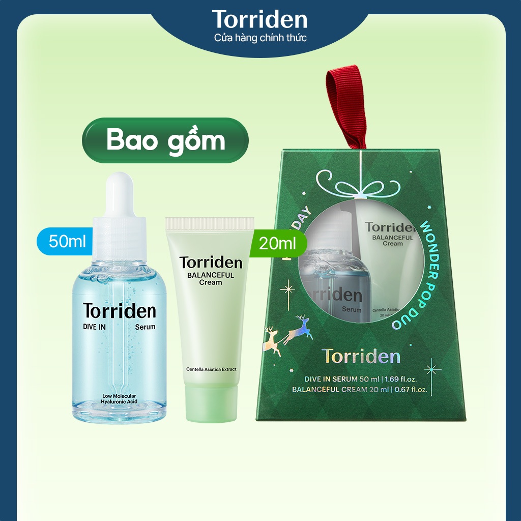 [Torriden Chính hãng] Holiday Wonder Pop - Serum DIVE IN 50ml + Kem dưỡng BALANCEFUL CICA 20ml (3 lựa chọn)