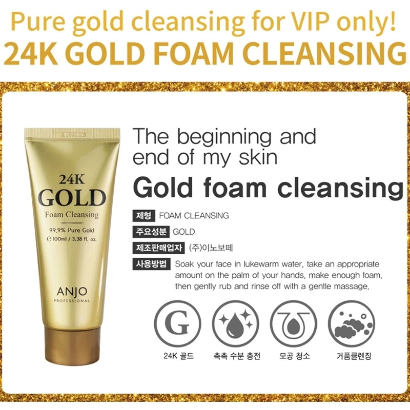 [ANJO] Sữa rửa mặt xốp vàng 24K