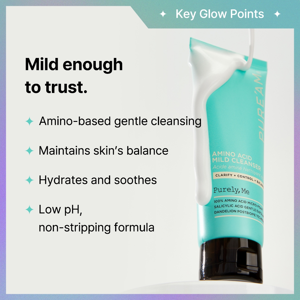 [PURE 'AM] Sữa rửa mặt nhẹ axit amin, Axit Salicylic (Làm dịu, Kiểm soát dầu, Chống mụn), 120ml