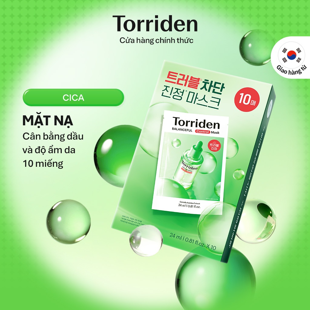 [Torriden Chính hãng] Mặt nạ kiểm soát da BALANCEFUL CICA CONTROL chứa PDRN, 10 miếng, Mask