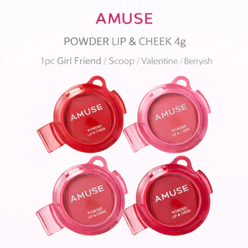 Hàn Quốc Powder Lip & Cheek 4g l AMUSE Soft Blur Lip & Cheek l Bạn gái / Muỗng / Valentine / Berryish