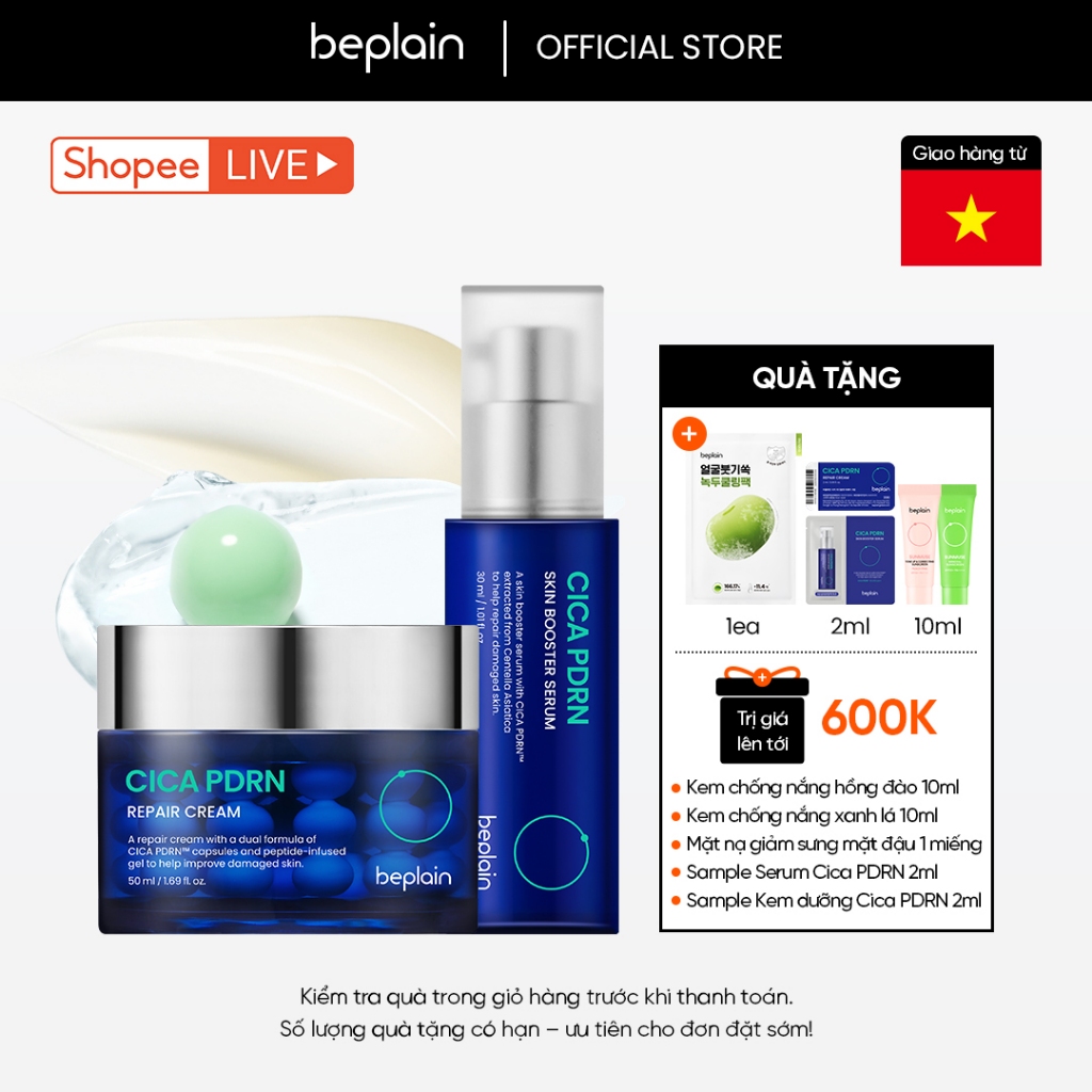 [BEPLAIN X KOL] [Combo độc quyền] Kem dưỡng BEPLAIN PDRN Rau Má đàn hồi ...