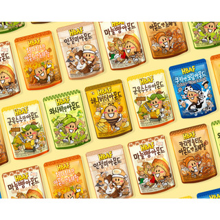 [HBAF] Hạnh nhân dày dặn 8 vị 40g Hạt Hàn Quốc Wasabi, Mật ong, Bánh quy, Caramel, Tỏi, Injeolmi
