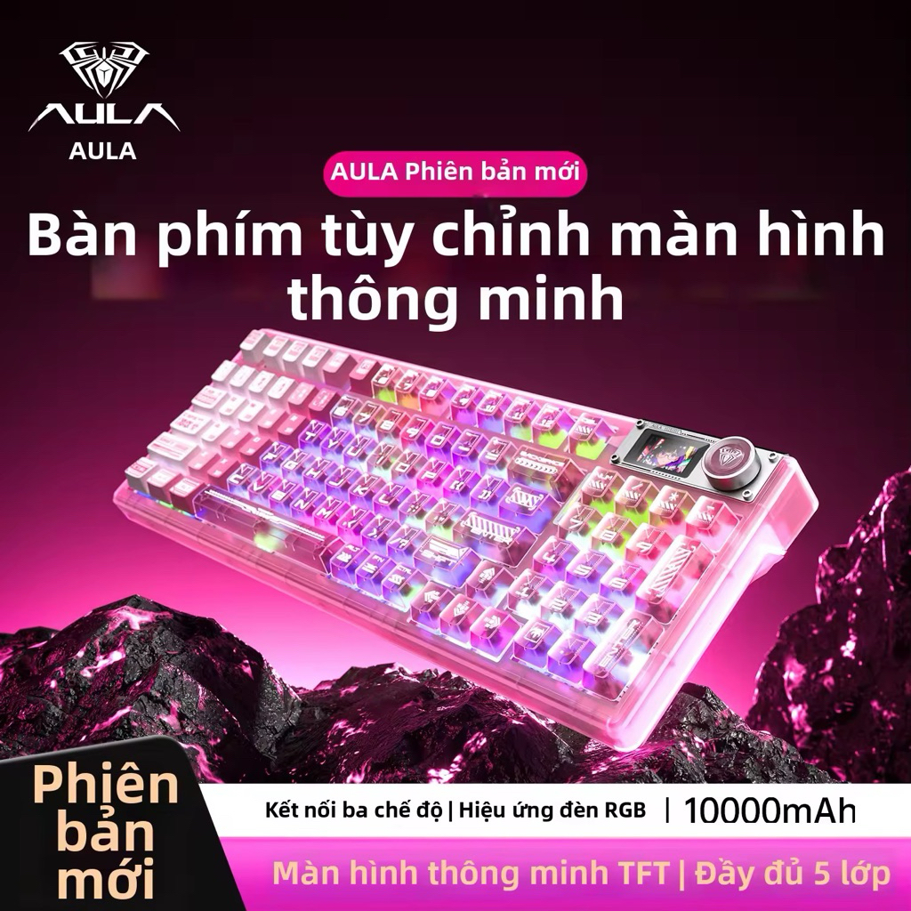 [Hoả tốc] Bàn phím cơ AULA F98 Pro V3 3 Mode | TFT Screen | RGB Full Key | Hot Swap | Bluetooth 2.4G USB | Gaming Custom | BigBuy360 - bigbuy360.vn