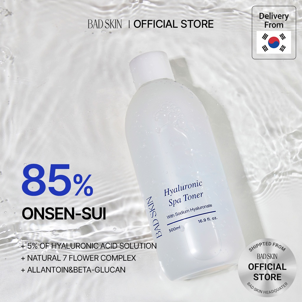 [BADSKIN KOREA] Hyaluronic Spa Toner 500ml, dung dịch axit hyaluronic 5% dưỡng ẩm và làm dịu, nước suối nước nóng nguyên chất (Onsen Sui) tại Hàn Quốc