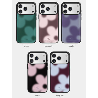Mademoment - ốp lưng nam châm màu đen hoa mờ tương thích cho iphone galaxy