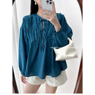 𝙇𝘼𝙍𝘼 𝙏𝙊𝙋 - Áo Linen phom rộng dài tay