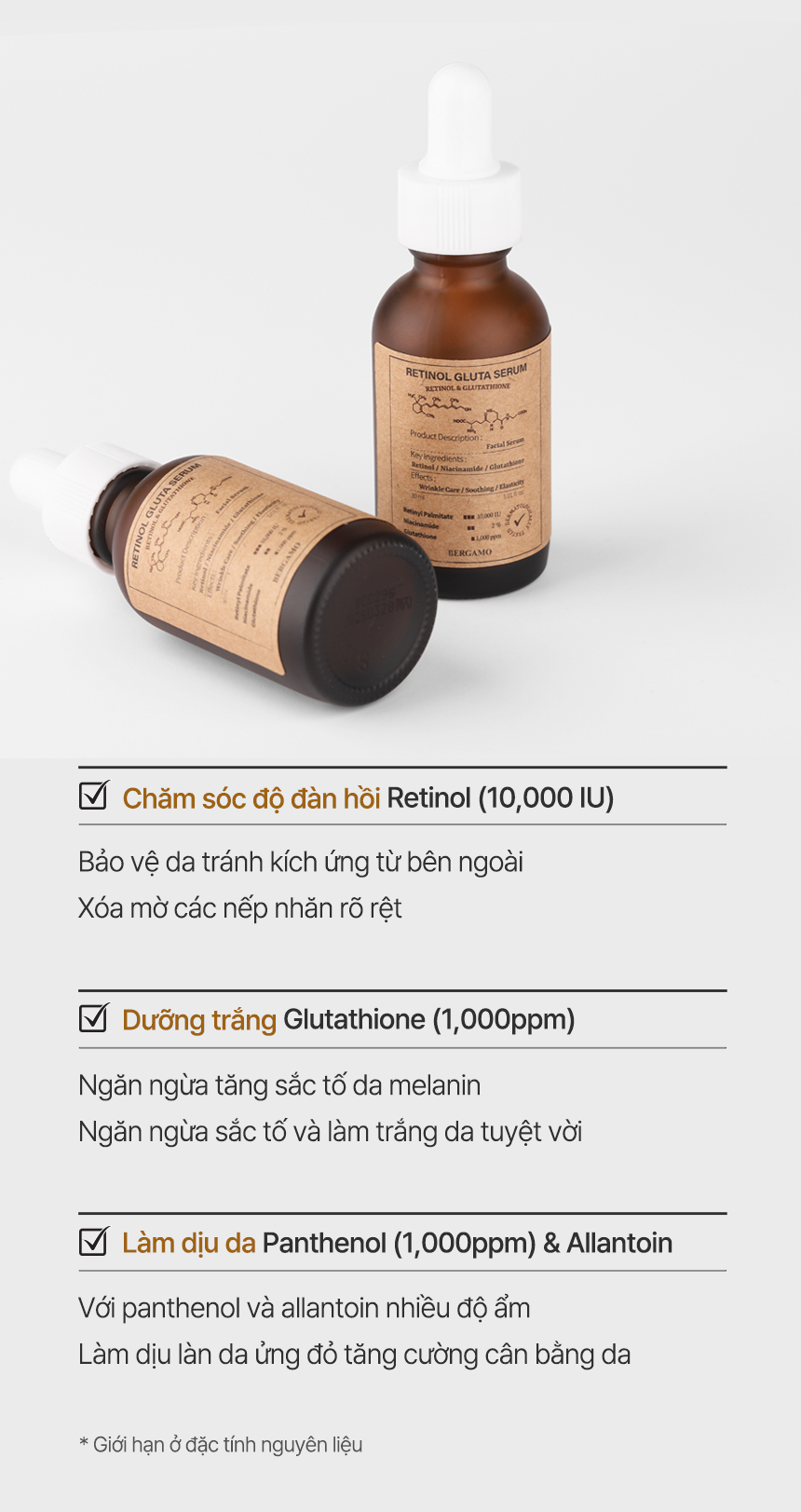 Mô tả Bộ đôi Serum Retinol & Niacinamide Dưỡng Trắng Da Chống Lão Hóa Cao Cấp BERGAMO - 7