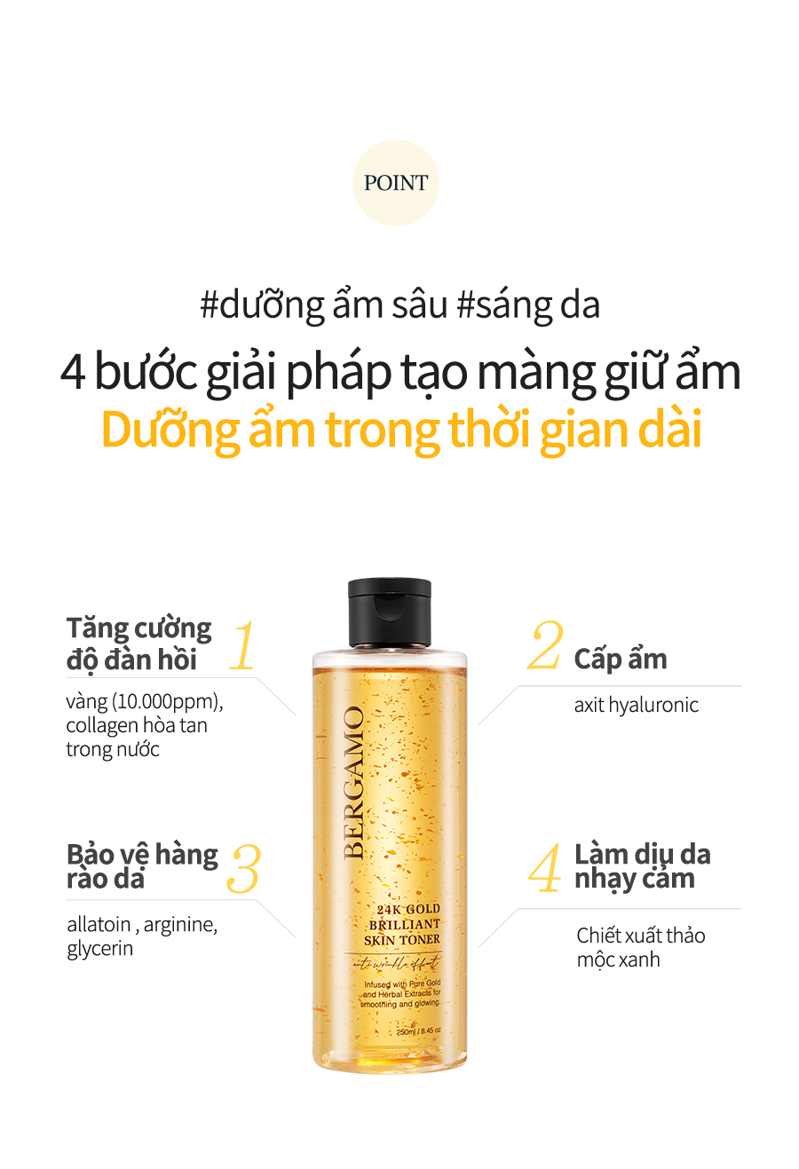 Mô tả Toner Vàng 24K Bergmo 250ml Chăm Sóc Da Rực Rỡ - 7