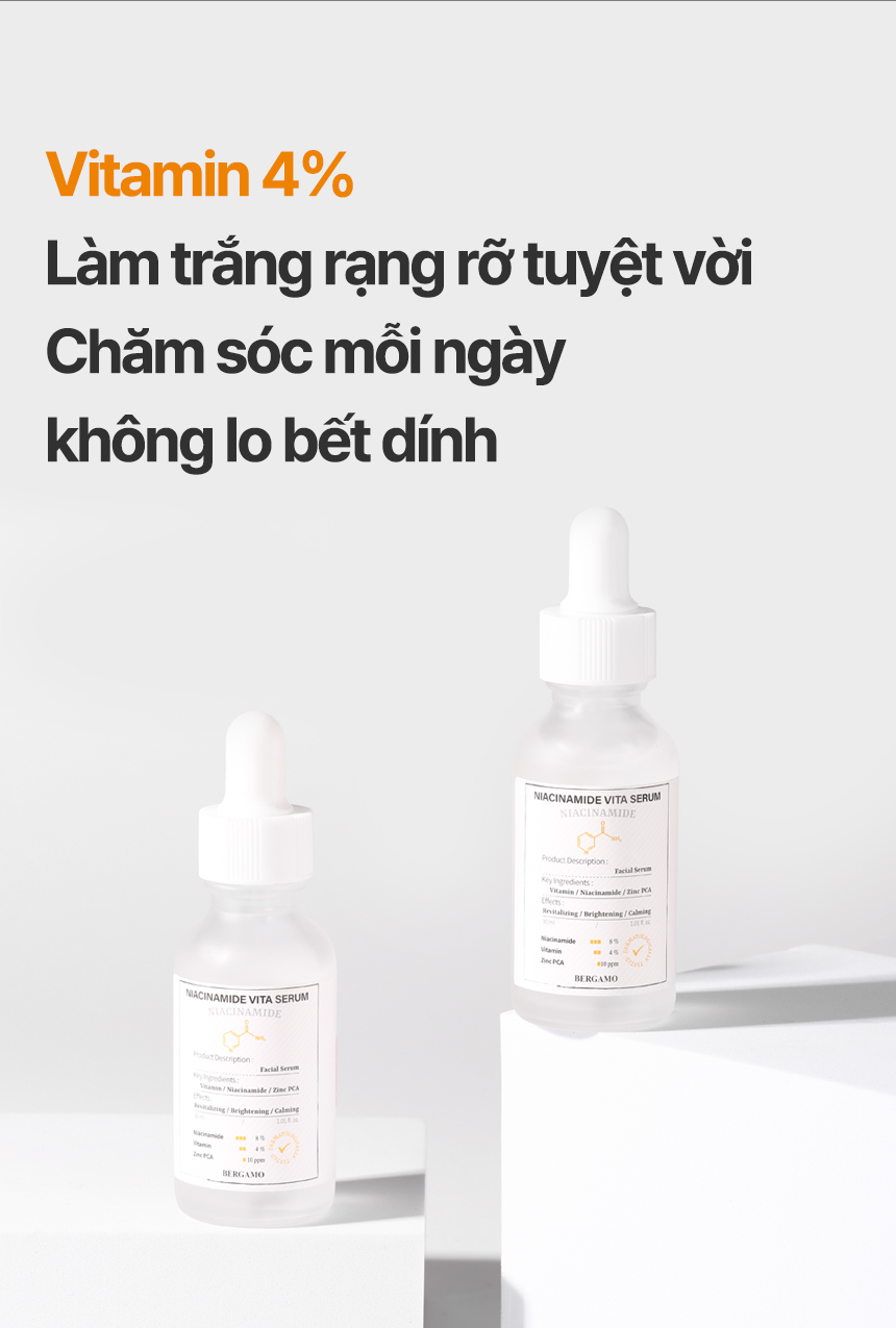 Mô tả Serum BERGAMO Niacinamide 10% + Zinc PCA 10Pm Giảm Mụn Và Mờ thâm Giúp Se Khít Lỗ Chân Lông - 8