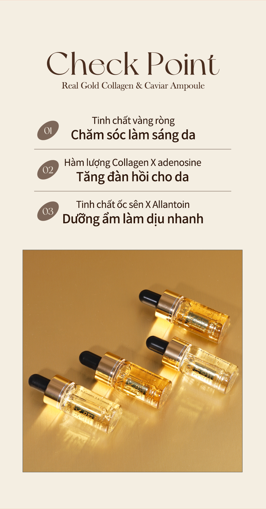Mô tả Set Ampoule Bergamo Chứa Collagen Và Lá Vàng Sang Trọng Chăm Sóc Nếp Nhăn Trên Da Và Làm Sáng Da 13mlx4 - 3