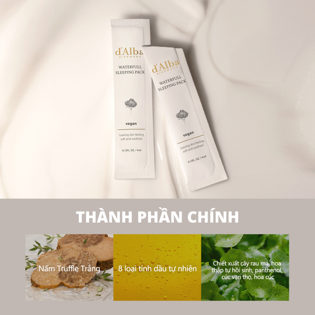 Mô tả Mặt nạ ngủ cấp nước sáng da hộp 12 gói Waterfull Vegan Sleeping Pack - 3