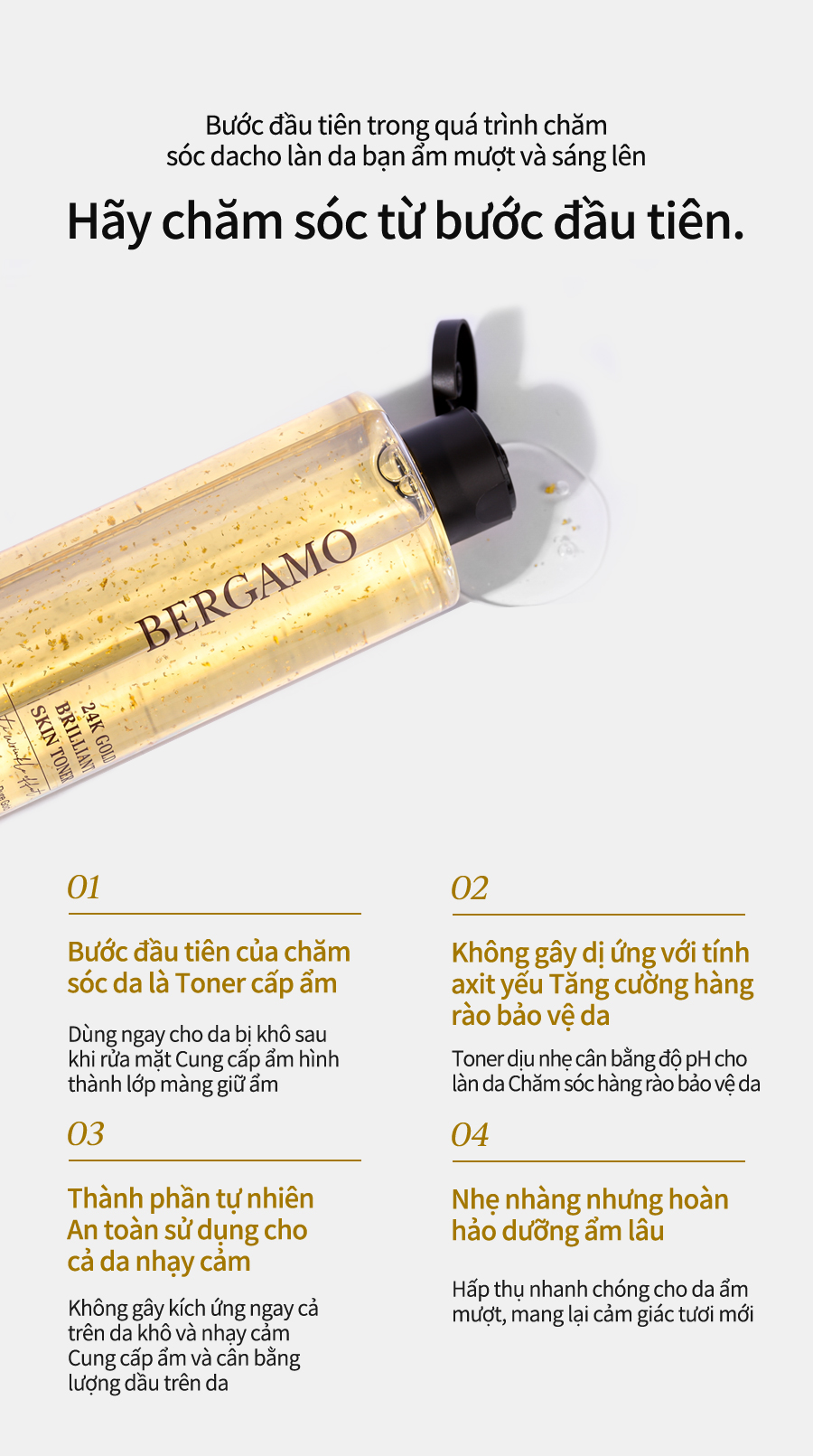 Mô tả Toner Vàng 24K Bergmo 250ml Chăm Sóc Da Rực Rỡ - 3