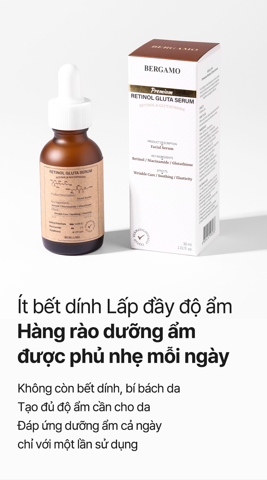 Mô tả Serum Retinol Gluta Chống Lão Hóa Cao Cấp BERGAMO 30ml - 9