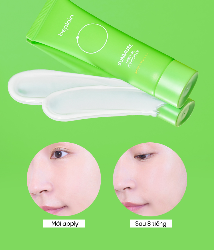 Mô tả Mặt nạ đất sét đậu xanh BEPLAIN 120ml & kem chống nắng Sunmuse vật lý 50ml - 9