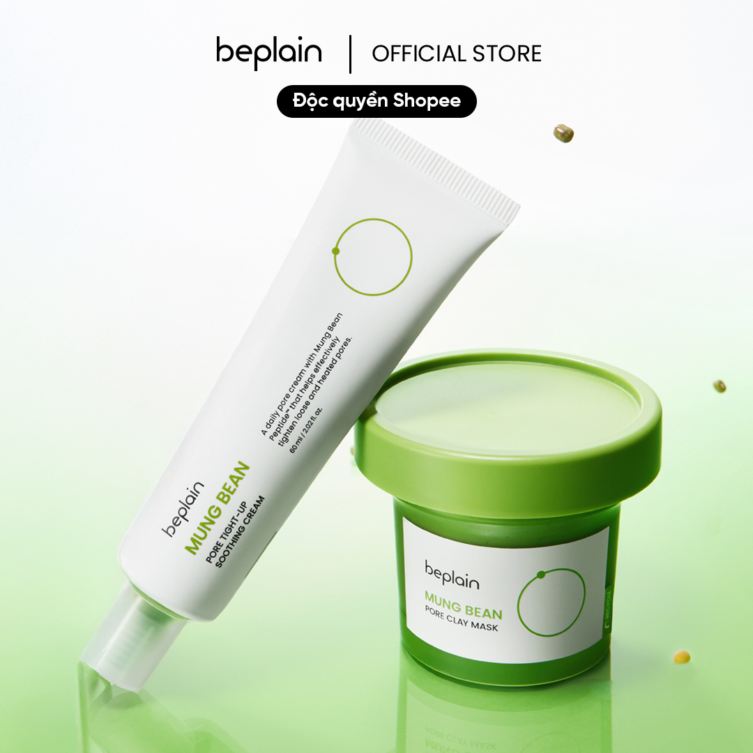 Mô tả Mặt nạ đất sét BEPLAIN 120ml chiết suất đậu xanh  & Kem dưỡng Peptide Đậu Xanh 60ml - 1