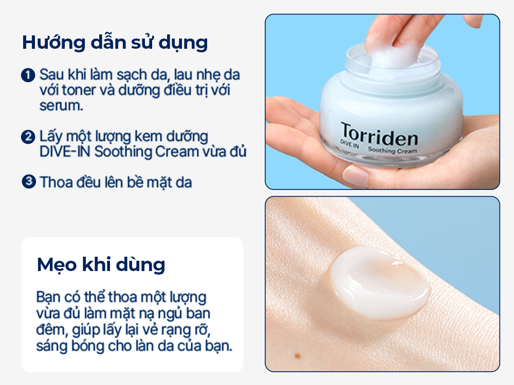 Cách dùng kem dưỡng Torriden Dive In