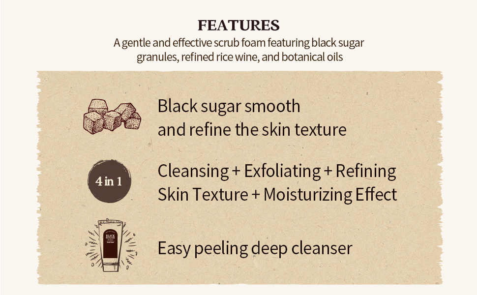 Mô tả Sữa rữa mặt đường đen tạo bọt làm sạch nhẹ nhàng Black Sugar Perfect Scrub Foam 180ml - 4