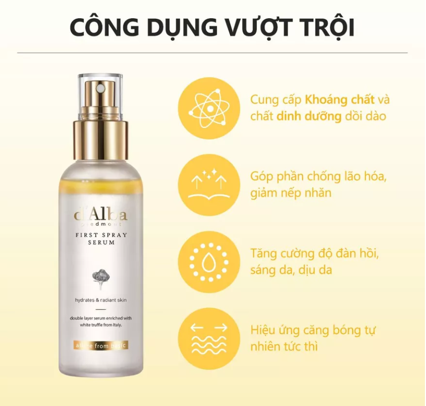 [d'Alba Official] Combo Set bán chạy nhất (First Spray Serum 100ml, Kem chống nắng tông màu tím 50ml)