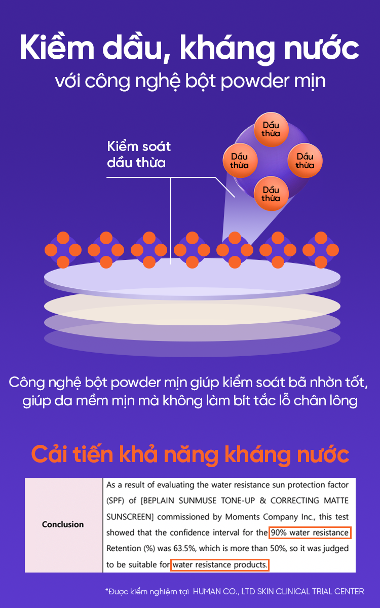 Mô tả Kem chống nắng BEPLAIN Sunmuse lai Vật Lý & Hoá Học Nâng Tone & Hiệu chỉnh da Matte Mịn lì SPF 50+ PA++++ 50mL - 6