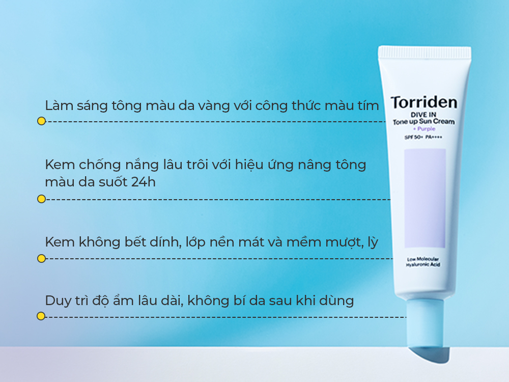 Kết cấu kem chống nắng Torriden Dive-In màu tím