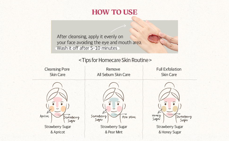 Mô tả Mặt nạ đường dâu tây làm sạch lỗ chân lông và sợi bã nhờn kết hợp dưỡng ẩm Strawberry Sugar Food Mask 120g - 6