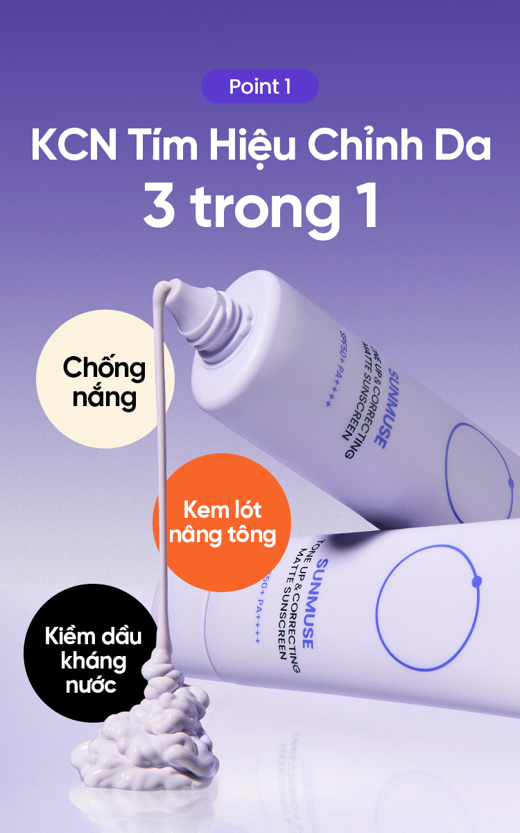 Mô tả Kem chống nắng BEPLAIN Sunmuse lai Vật Lý & Hoá Học Nâng Tone & Hiệu chỉnh da Matte Mịn lì SPF 50+ PA++++ 50mL - 3