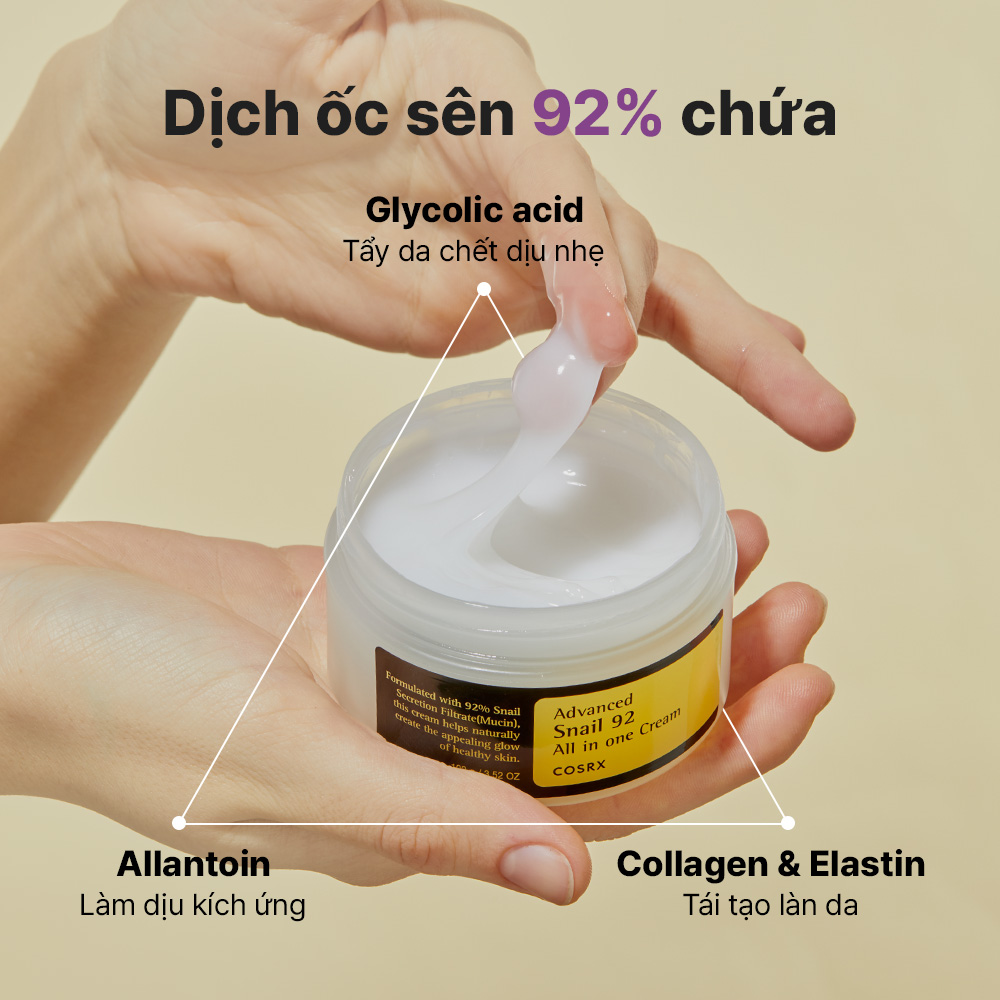 Mô tả Kem dưỡng ẩm cosrx tái tạo phục hồi da chiết xuất 92% dịch ốc sên tất cả trong một 100ml - 2
