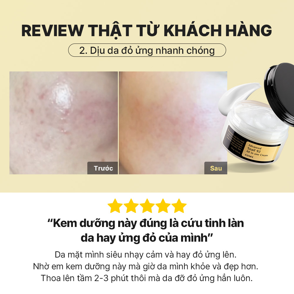 Mô tả Kem dưỡng ẩm cosrx tái tạo phục hồi da chiết xuất 92% dịch ốc sên tất cả trong một 100ml - 6