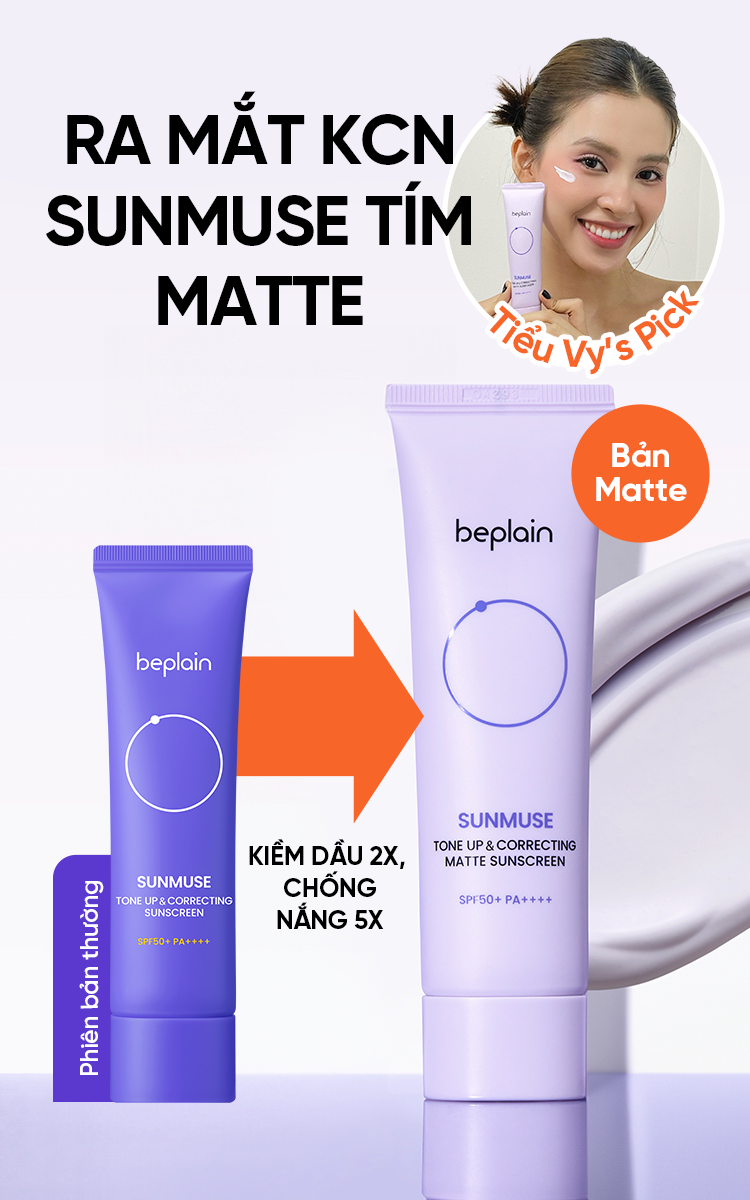 Kem Chống Nắng Beplain Sunmuse Lai Vật Lý And Hoá Học Nâng Tone And Hiệu Chỉnh Da Matte Mịn Lì Spf 7701