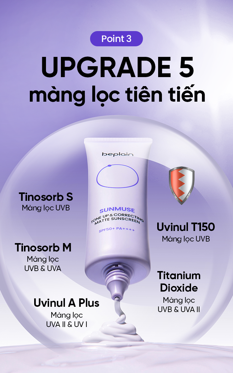 Kem Chống Nắng Beplain Sunmuse Lai Vật Lý And Hoá Học Nâng Tone And Hiệu Chỉnh Da Matte Mịn Lì Spf 2469