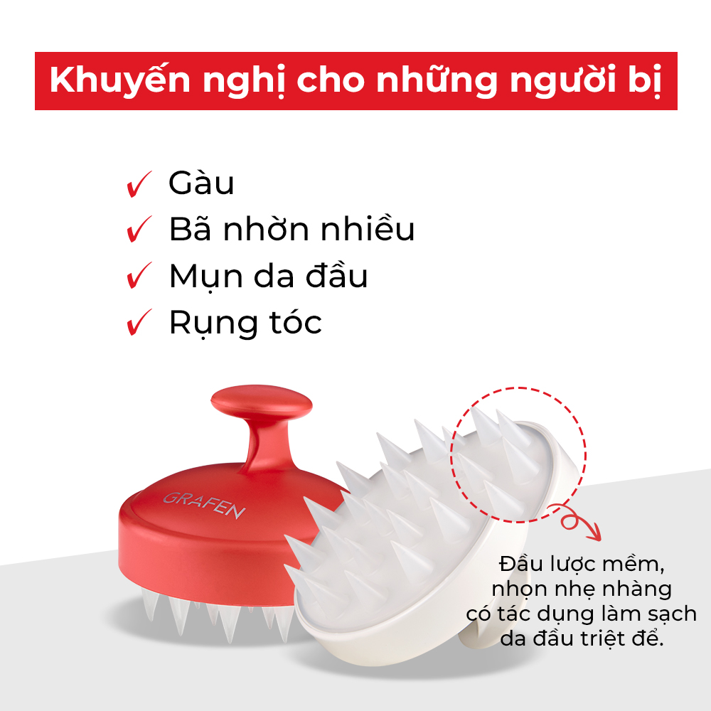 Mô tả Ngón tay viền (Đỏ / Trắng) [Bàn chải mát xa da đầu, cải thiện lưu thông máu, giảm gàu & ngứa] - 4