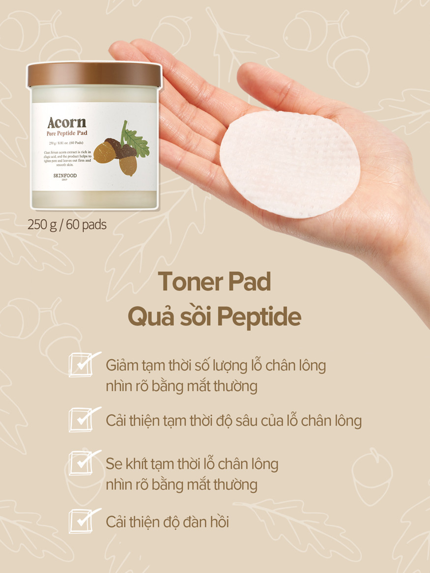 SKINFOOD Acorn Pore Peptide Pad Công dụng