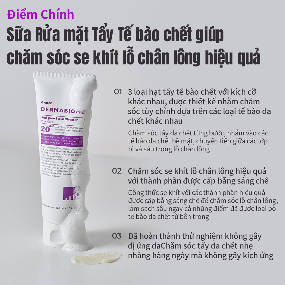 Mô tả Sữa rửa mặt diệt khuẩn DERMABIOME 120ml [Sữa rửa mặt / Sữa rửa mặt / Sữa rửa mặt lỗ chân lông / Sữa rửa mặt làm sáng da / Làm sạch sâu] - 3