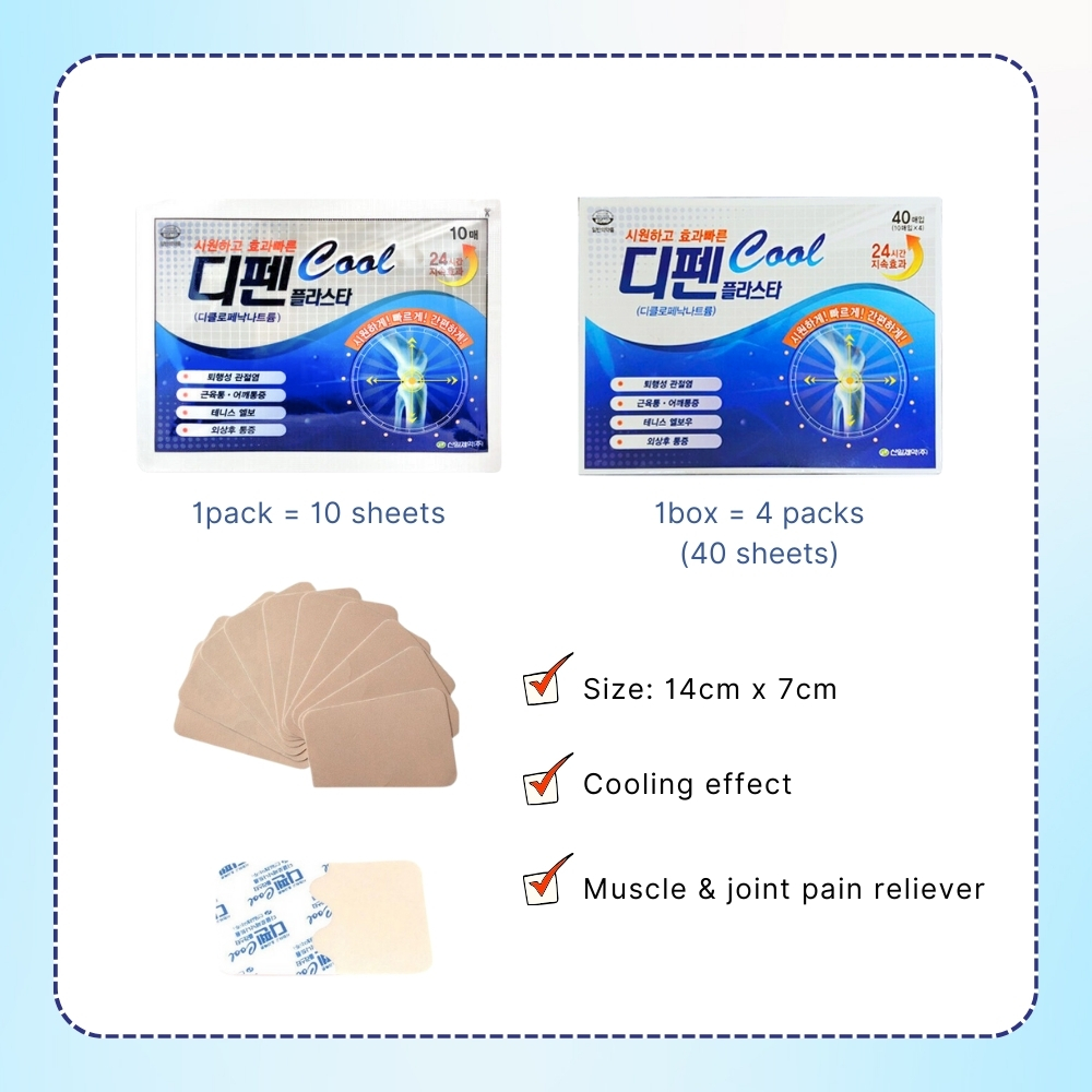 Shin-il Pharm Defen Thạch Cao 40 Tờ Gói Giảm Đau Cơ difen Miếng Dán ...