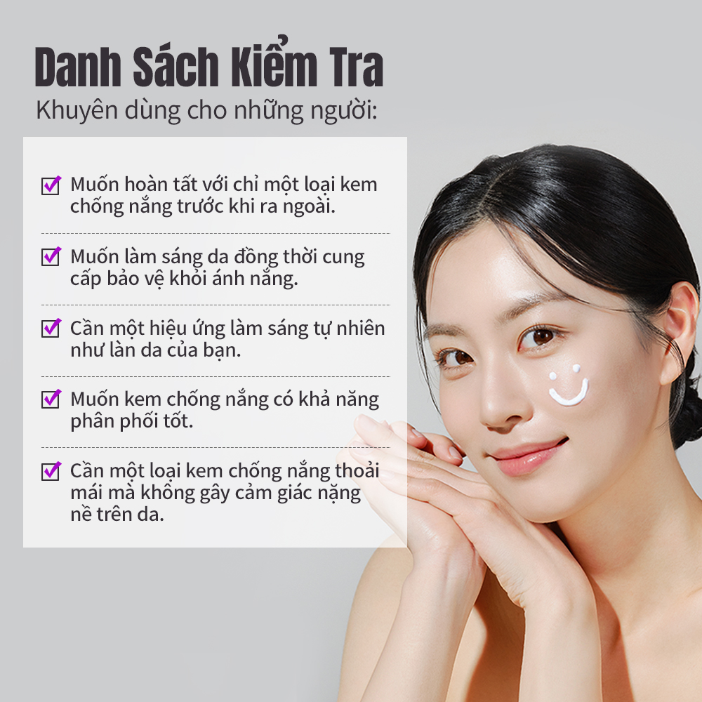 Mô tả Kem chống nắng tông màu tím DERMABIOME 50ml [SPF50 +, PA + + + + / Chống nhăn / Làm sáng da / Kem chống nắng] - 9