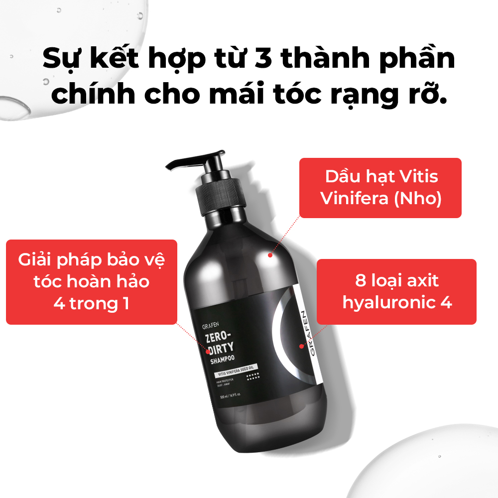 Mô tả Dầu Gội Zero-Dirty 500ml [Làm Sạch Sâu, Giảm Kích Ứng, Dầu Hạt Nho & Axit Hyaluronic] - 4
