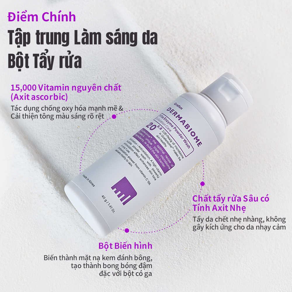 Mô tả Sữa rửa mặt DERMABIOME Vita Enzyme 40g [Sữa rửa mặt / Sữa rửa mặt / Làm sáng da / Vitamin c / Làm sạch sâu] - 3