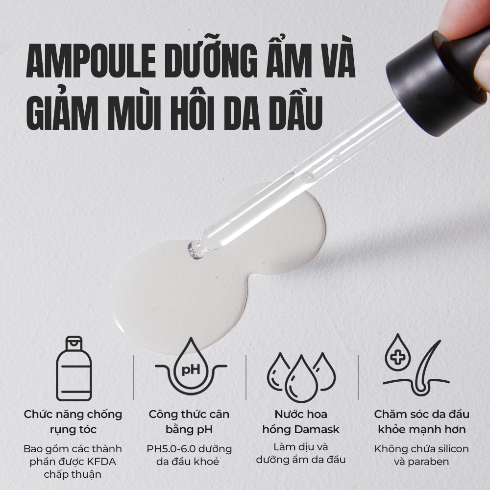 Mô tả Damask Rose Moisture Ampoule 50ml [Kiểm soát mùi & dưỡng ẩm da đầu, Nước hoa hồng Damask 100.000ppm, 10 loại chiết xuất thảo dược tự nhiên] - 1