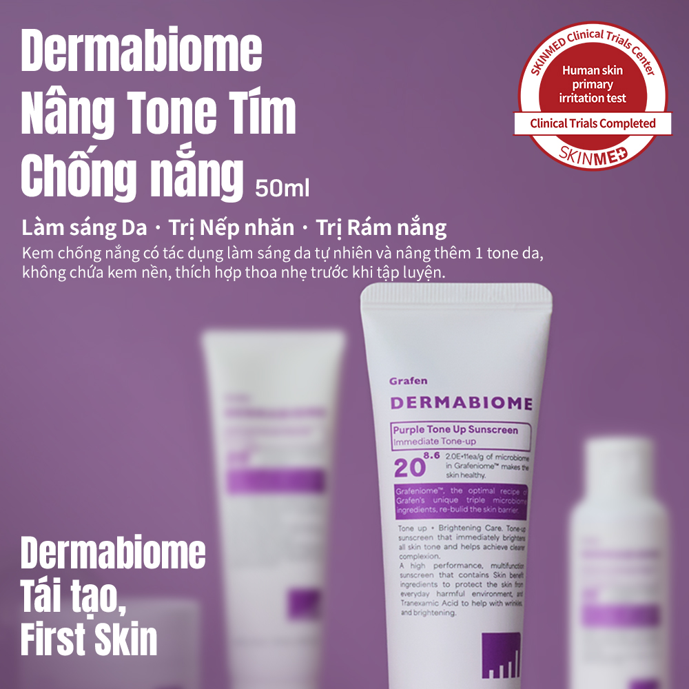 Mô tả Kem chống nắng tông màu tím DERMABIOME 50ml [SPF50 +, PA + + + + / Chống nhăn / Làm sáng da / Kem chống nắng] - 1