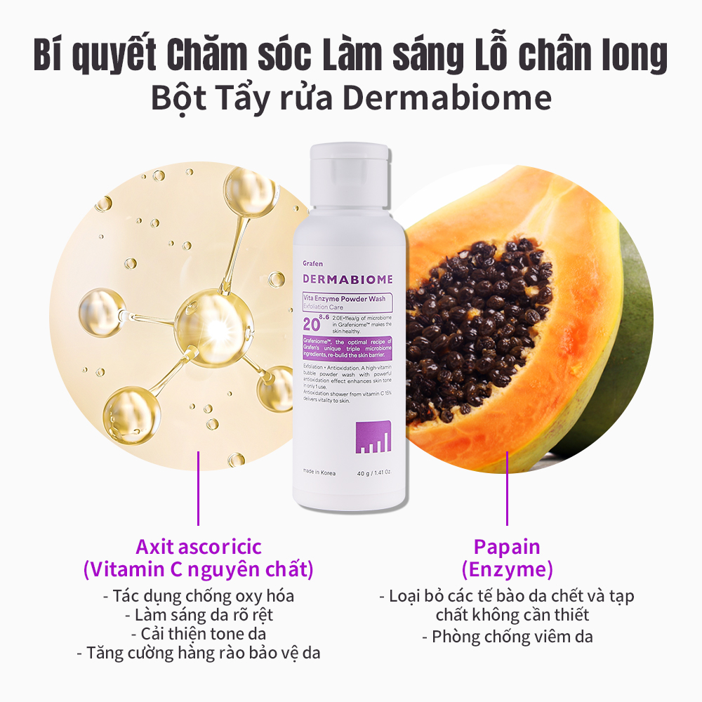 Mô tả Sữa rửa mặt DERMABIOME Vita Enzyme 40g [Sữa rửa mặt / Sữa rửa mặt / Làm sáng da / Vitamin c / Làm sạch sâu] - 4