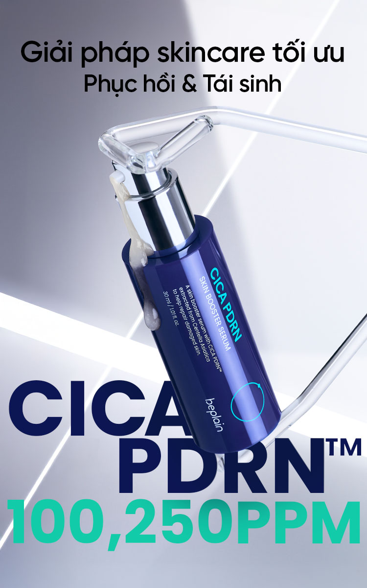 Mô tả Tinh chất BEPLAIN PDRN Rau Má phục hồi & tái sinh tổn thương cho da trẻ hoá, cấp ẩm & căng bóng Cica PDRN Skin Booster Serum 30ml - 1