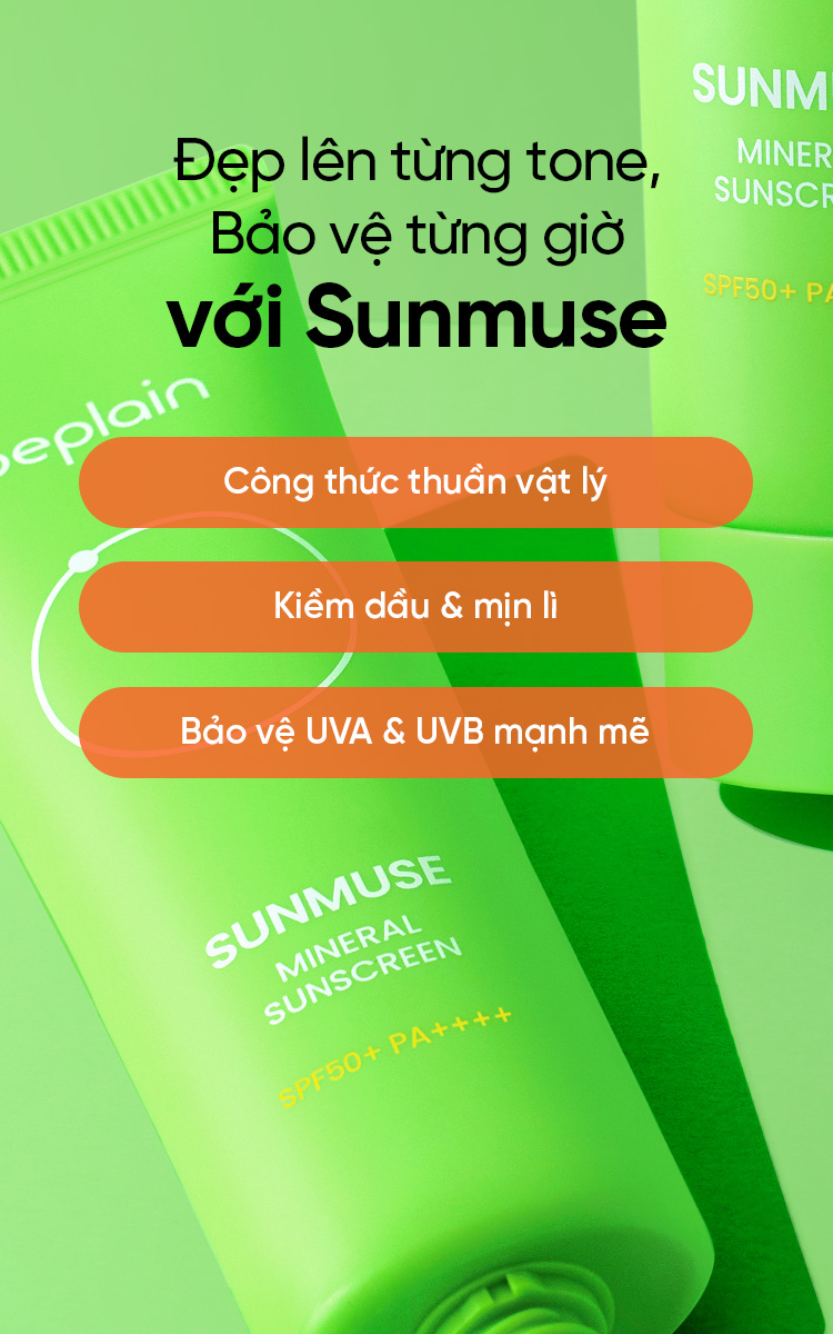 Mô tả Mặt nạ đất sét đậu xanh BEPLAIN 120ml & kem chống nắng Sunmuse vật lý 50ml - 6