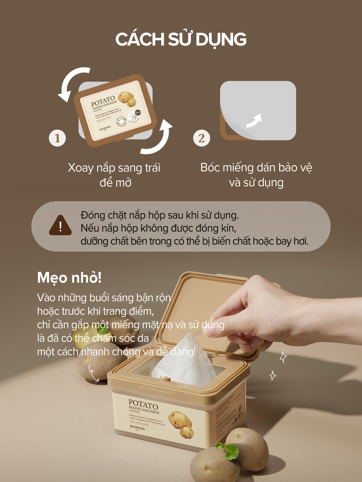Mô tả Mặt nạ dưỡng da hàng ngày Khoai tây Madecassoside 30 miếng / Cải thiện sắc tố da / Hiệu quả làm dịu / Potato Daily Mask - 4