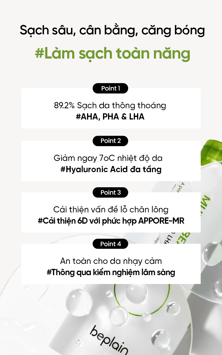 Mô tả Toner Đậu Xanh chứa PHA, AHA và LHA cân bằng độ pH, thải độc & tẩy da chết hiệu quả 265ML - 3
